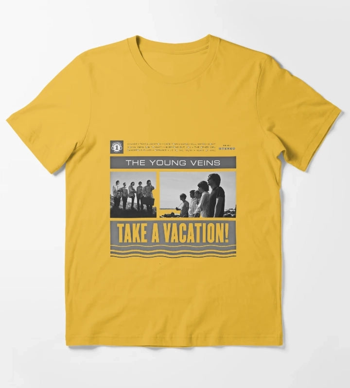 The Young Veins Album Art Black and White T-Shirt Yellow