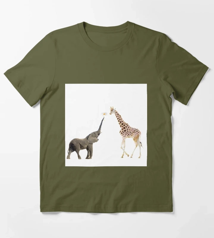The giraffe and the elephant T-Shirt Olive Green