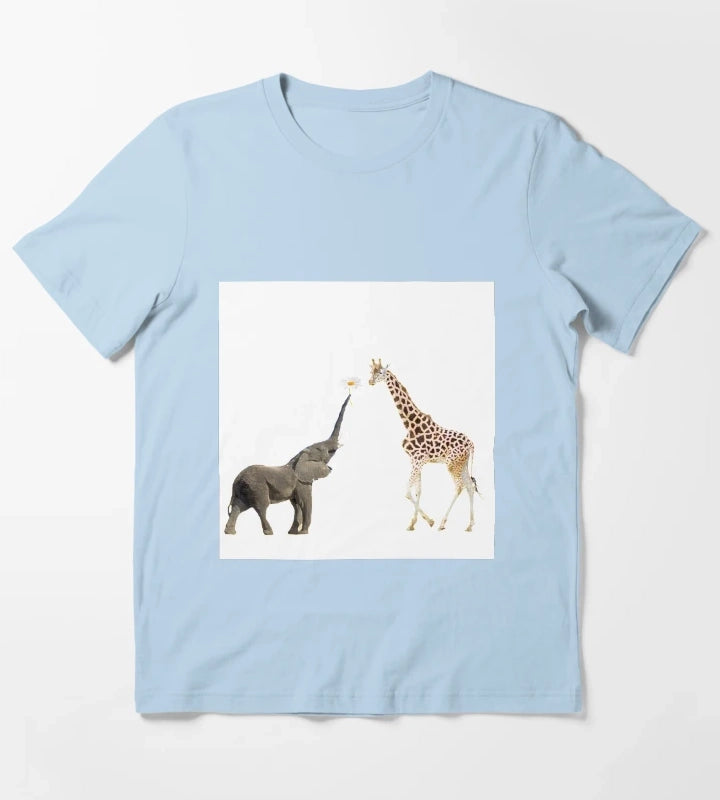 The giraffe and the elephant T-Shirt Sky Blue
