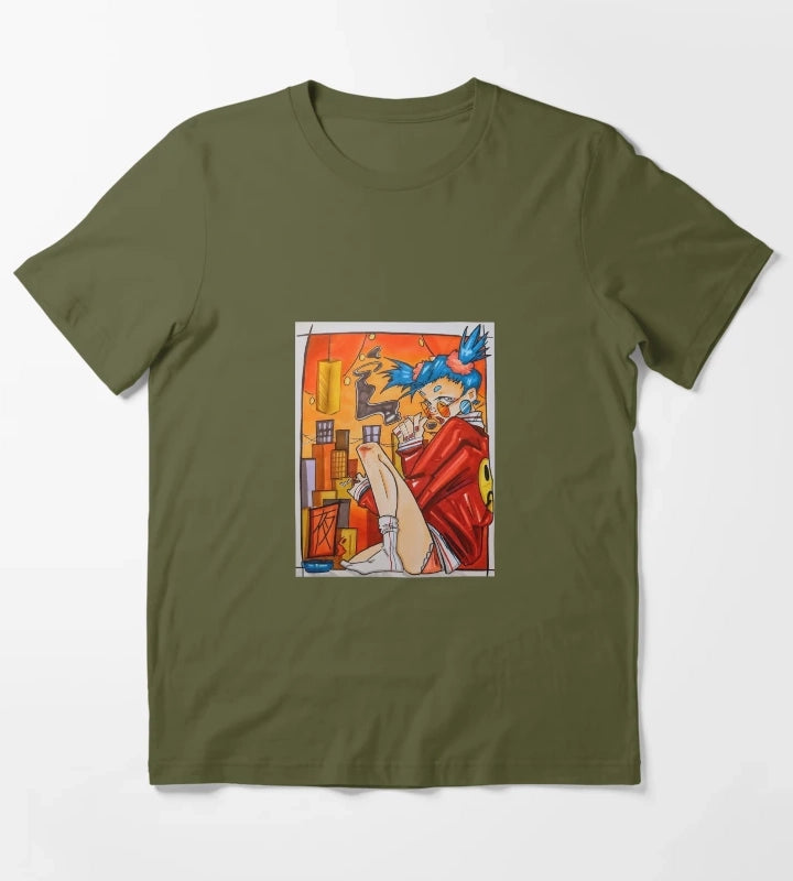 The owl Night Poster T-Shirt Olive Green