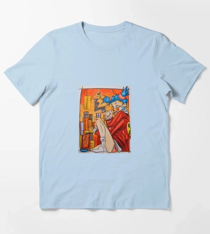The owl Night Poster T-Shirt Sky Blue