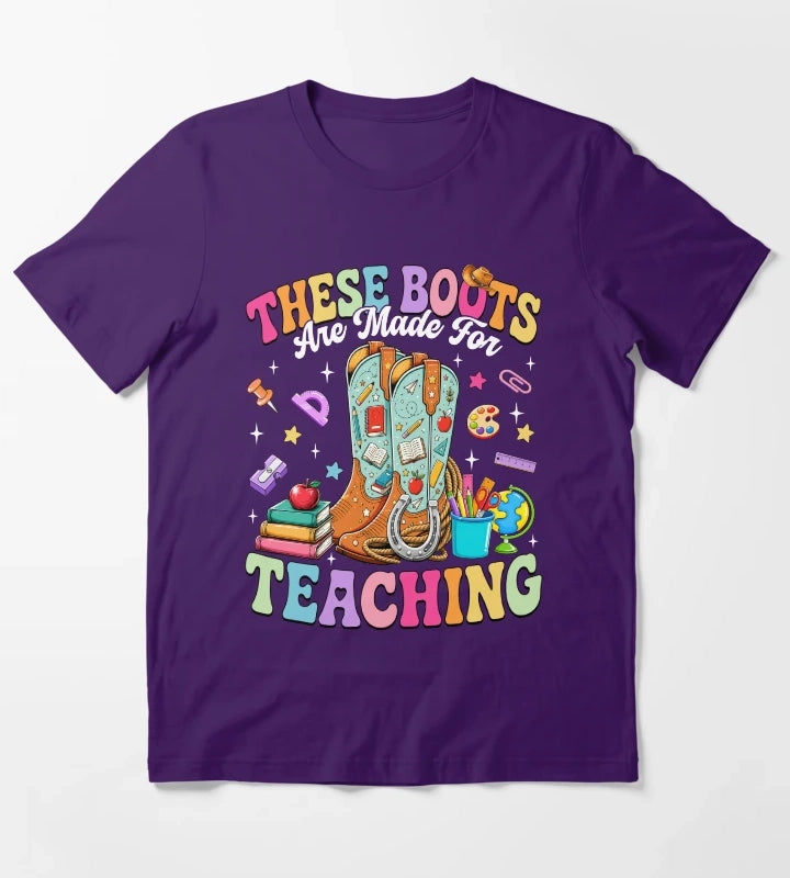 These Boots Are Made For Teaching Retro Cowgirl T-Shirt Purple