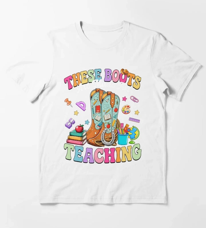 These Boots Are Made For Teaching Retro Cowgirl T-Shirt White