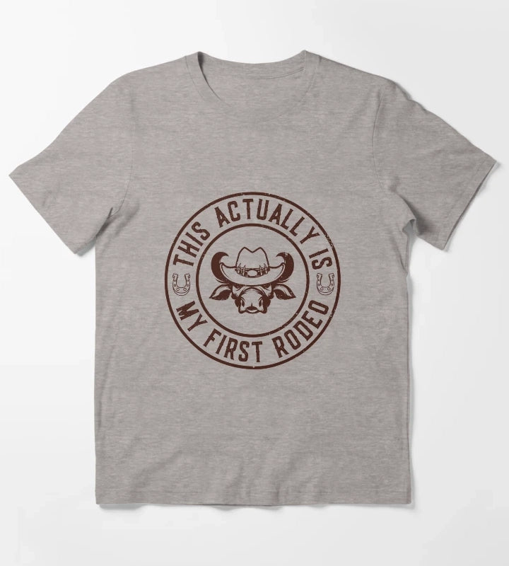 This Actually Is My First Rodeo Vintage Cowboy Cowgirl Horse T-Shirt Heather Grey