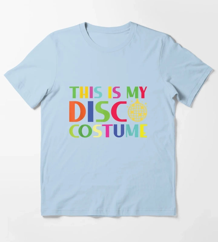 This Is My Disco Costume Funny 70s 80s Party Hippie T-Shirt Sky Blue