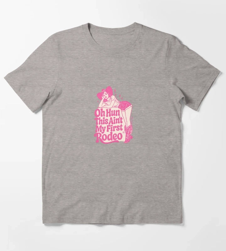 This aint my first Rodeo Cowgirl Sticker T-Shirt Heather Grey