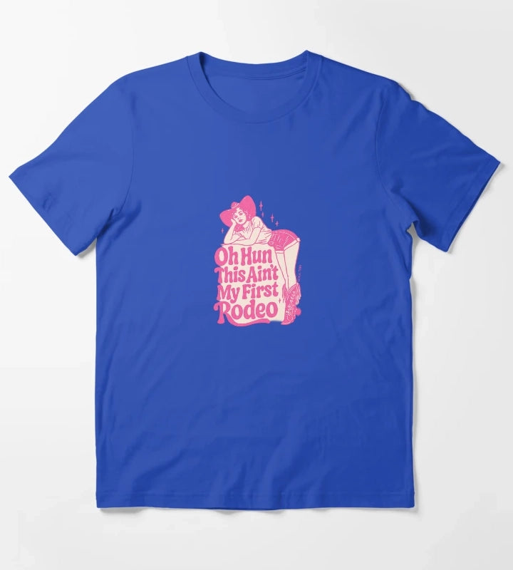 This aint my first Rodeo Cowgirl Sticker T-Shirt Blue