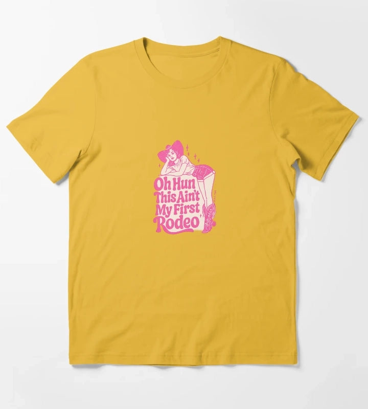 This aint my first Rodeo Cowgirl Sticker T-Shirt Yellow