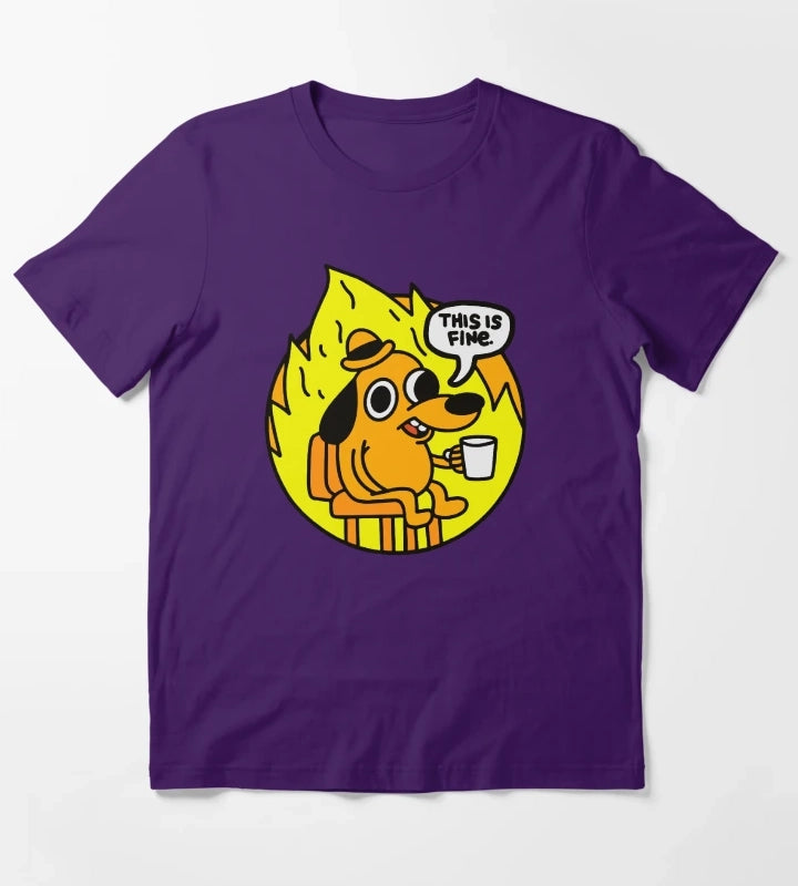 This is Fine Funny Meme T-Shirt Purple