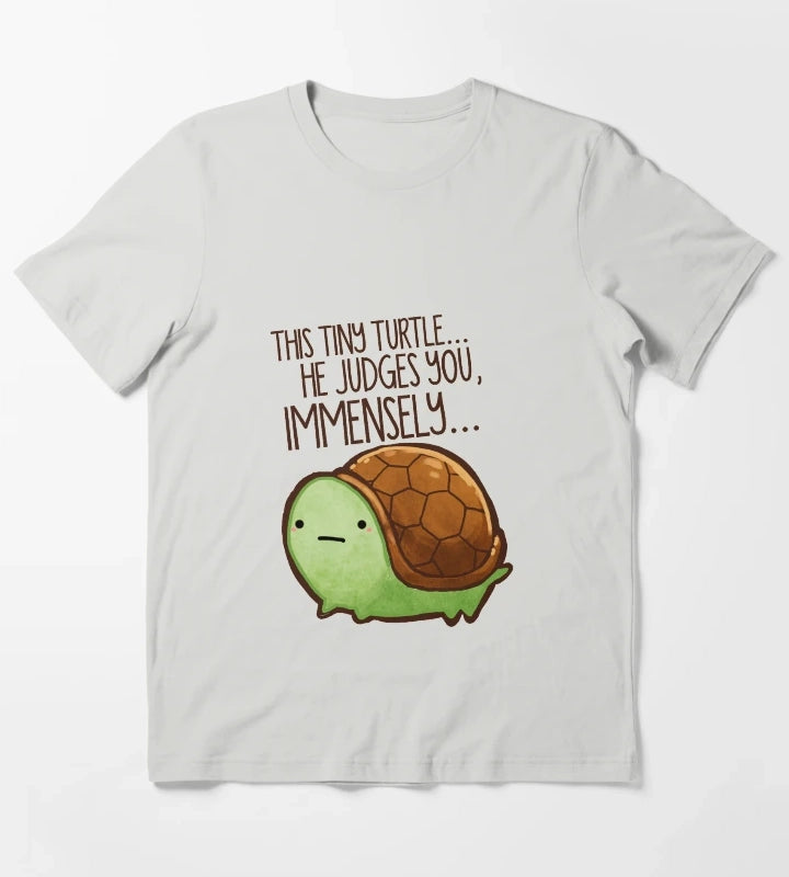 This turtle he judges you T-Shirt Light Grey