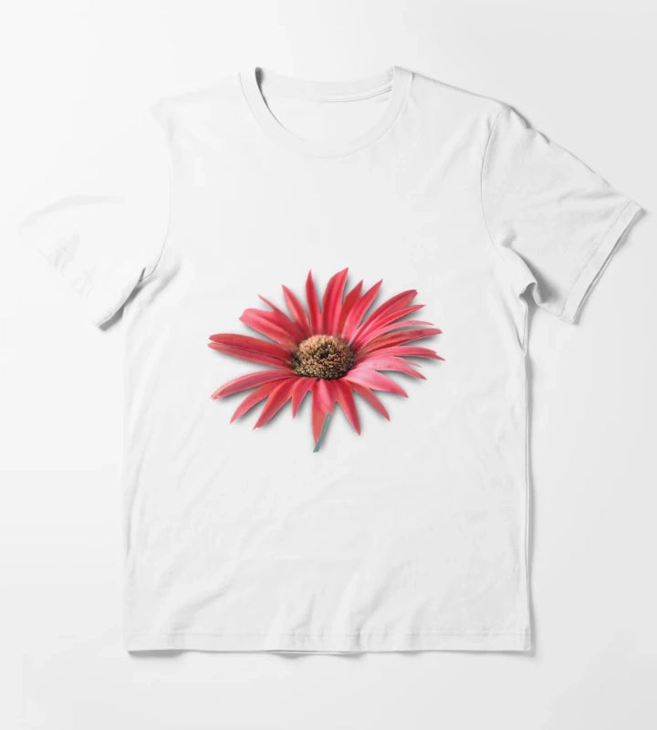 Tilted Red Daisy T-Shirt White