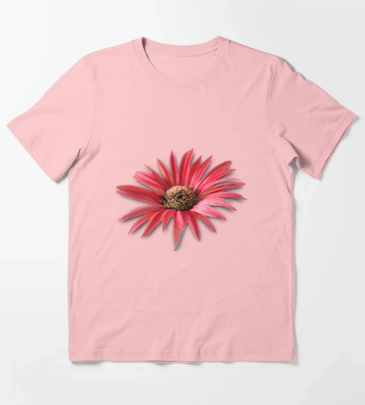 Tilted Red Daisy T-Shirt Dark Grey