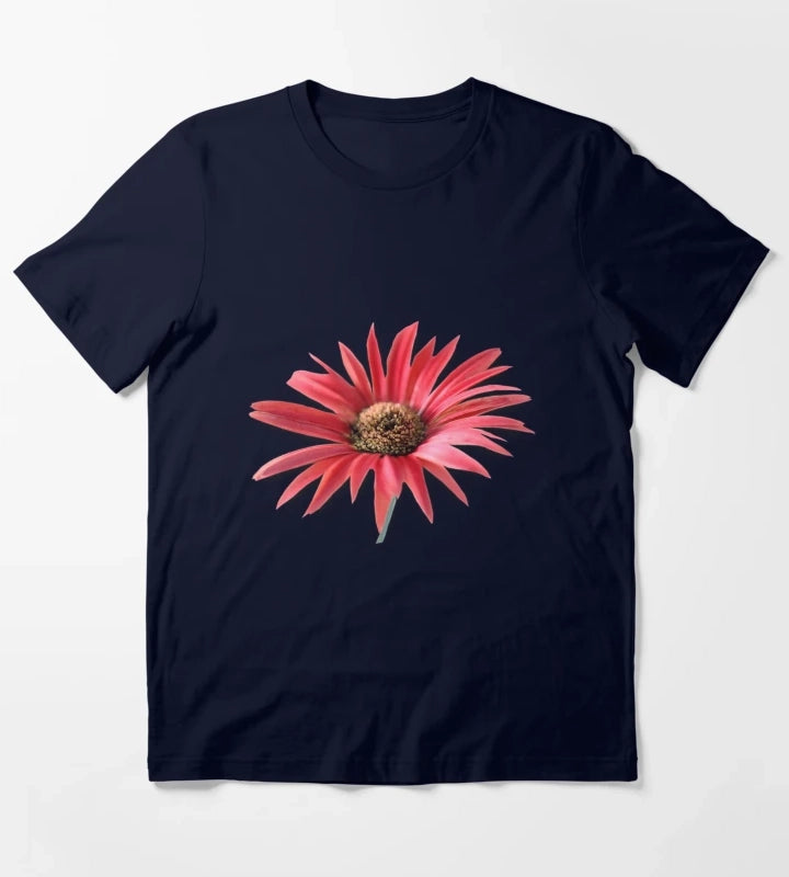 Tilted Red Daisy T-Shirt Navy
