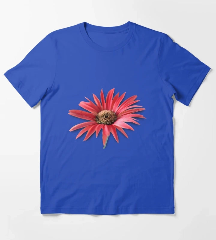 Tilted Red Daisy T-Shirt Blue