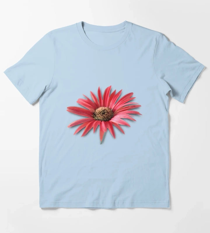 Tilted Red Daisy T-Shirt Sky Blue