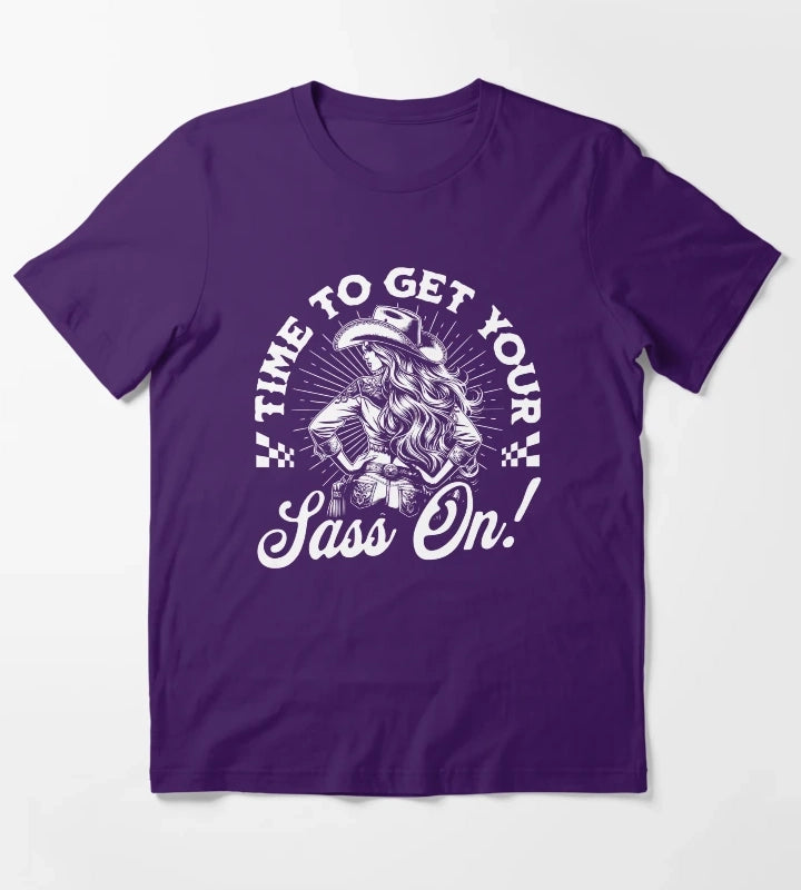 Time To Get Your Sass On Cowgirl T-Shirt Purple