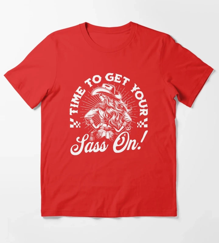 Time To Get Your Sass On Cowgirl T-Shirt Red
