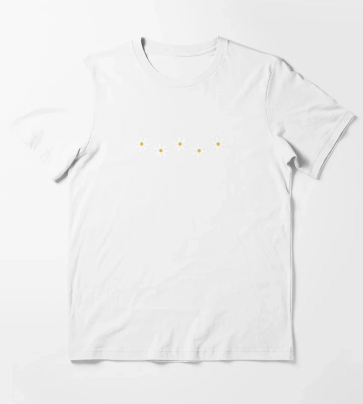 Tiny Daisy Flowers Pattern T-Shirt White