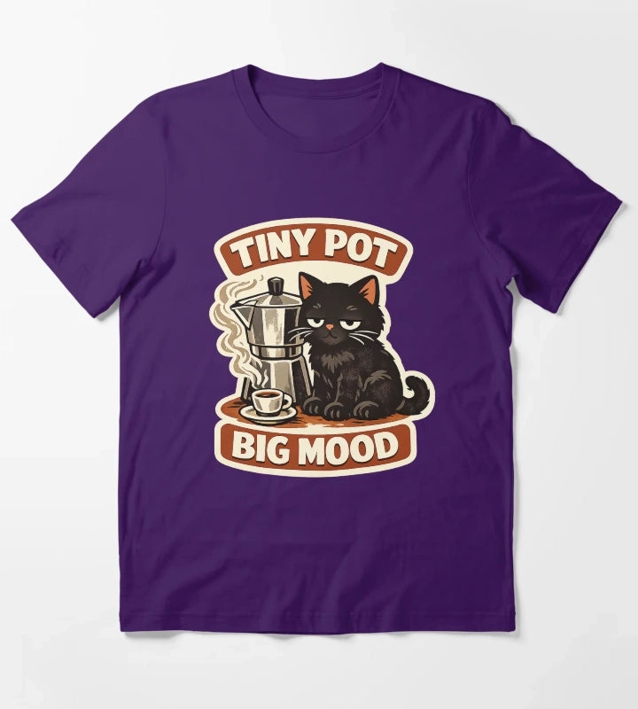 Tiny Pot Big Mood Moka Cat T-Shirt Purple