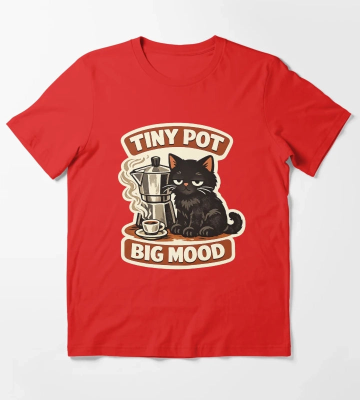 Tiny Pot Big Mood Moka Cat T-Shirt Red