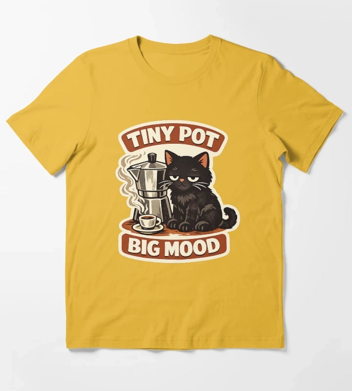 Tiny Pot Big Mood Moka Cat T-Shirt Yellow