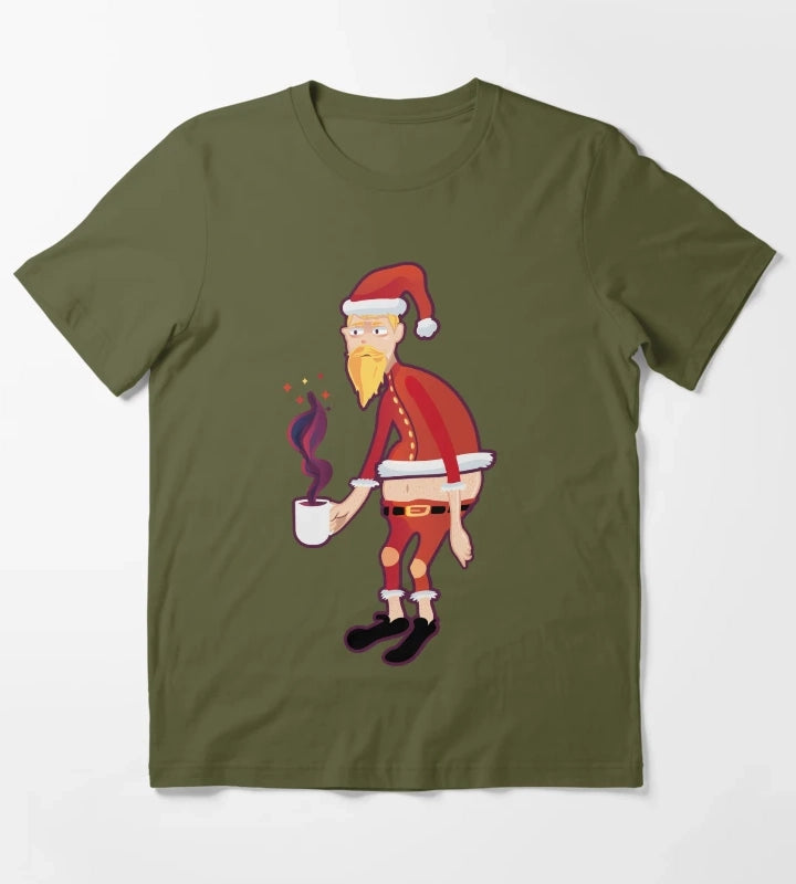 Tired Santa for christmas T-Shirt Olive Green