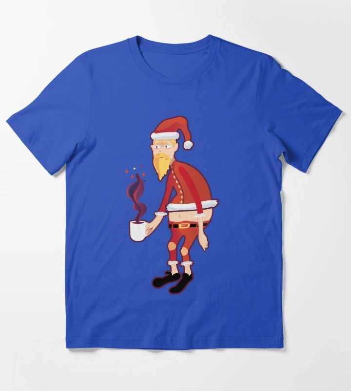 Tired Santa for christmas T-Shirt Blue