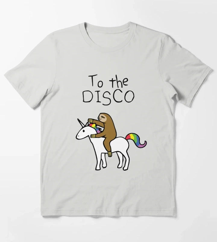 To The Disco Sloth Riding Unicorn T-Shirt Light Grey