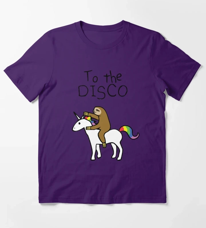 To The Disco Sloth Riding Unicorn T-Shirt Purple