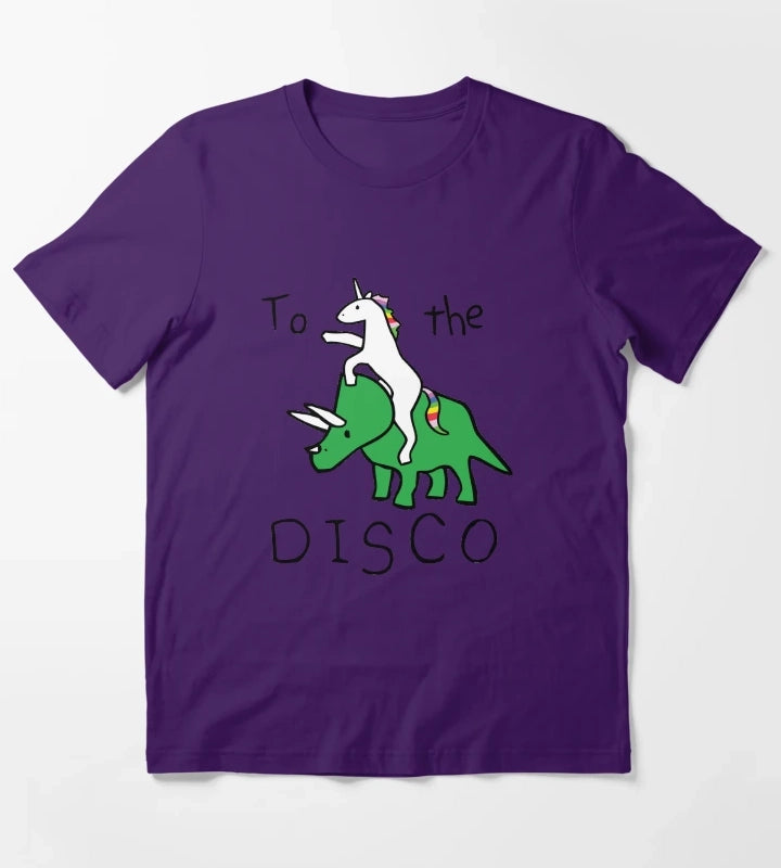 To The Disco Unicorn Riding Triceratops T-Shirt Purple