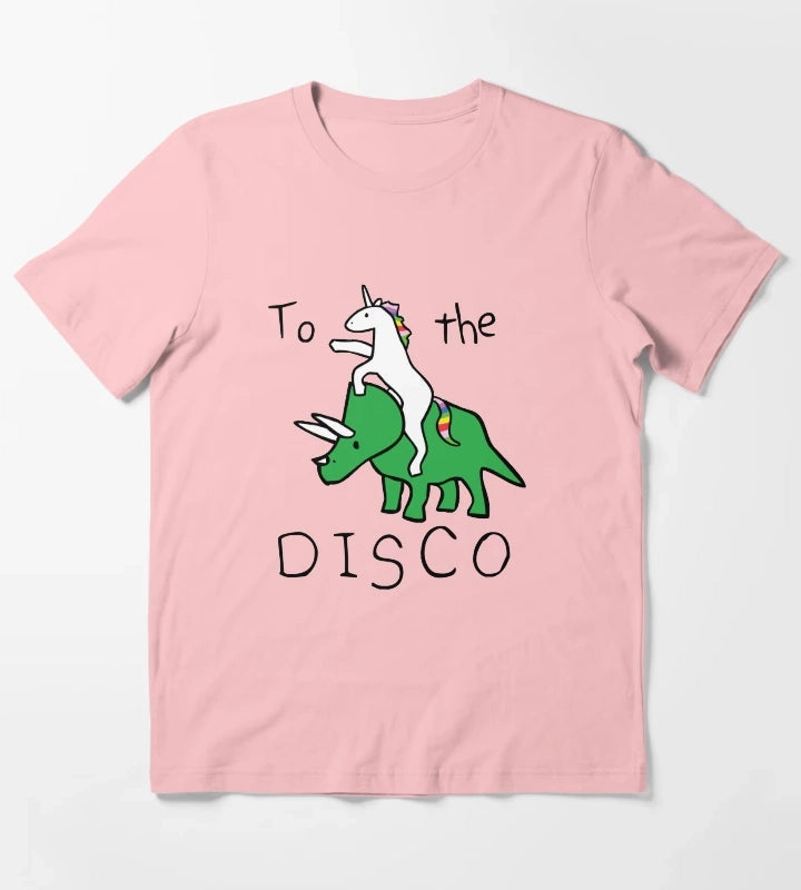 To The Disco Unicorn Riding Triceratops T-Shirt Dark Grey
