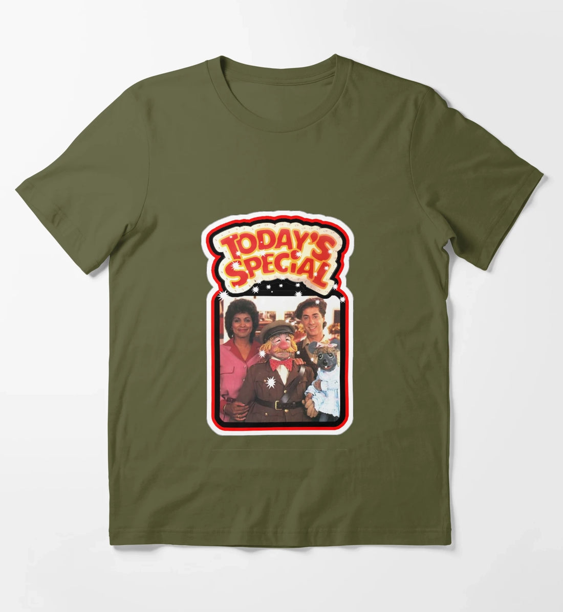 Todays Special Retro 80s Nickelodeon T-Shirt Olive Green