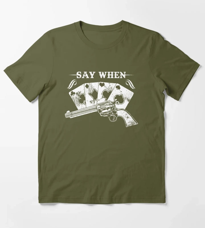 Tombstone Doc Holiday Say When T-Shirt Olive Green