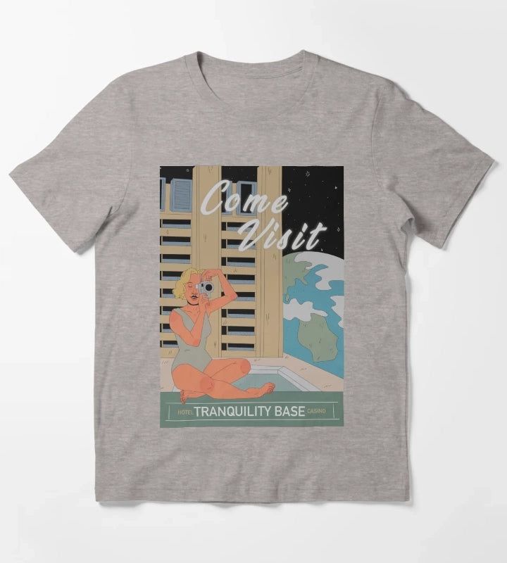 Tranquility base hotel and casino vintage poster T-Shirt Heather Grey