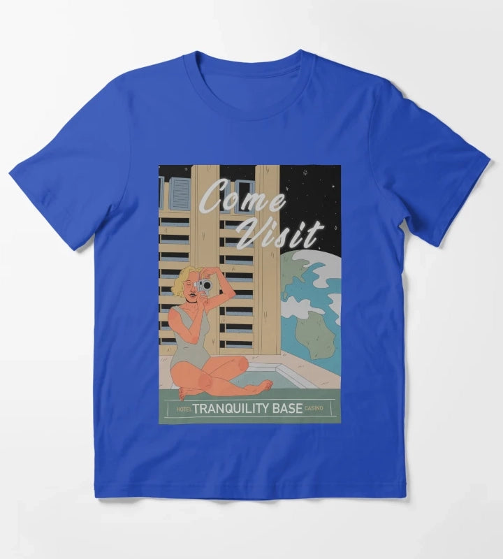 Tranquility base hotel and casino vintage poster T-Shirt Blue