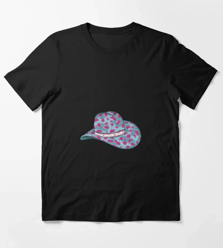 Turquoise Leopard Cowgirl Hat T-Shirt