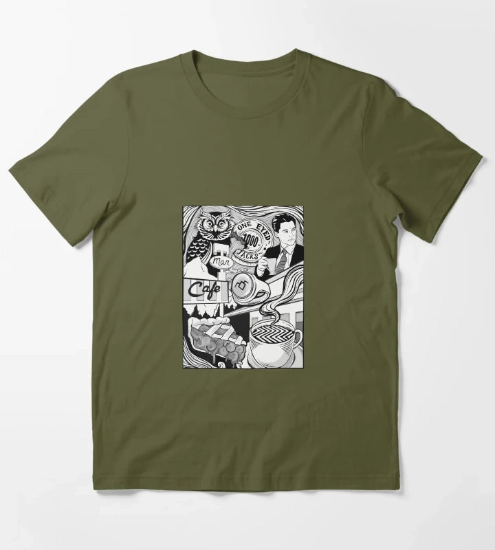 Twin Peaks Damn Fine Coffee T-Shirt Olive Green