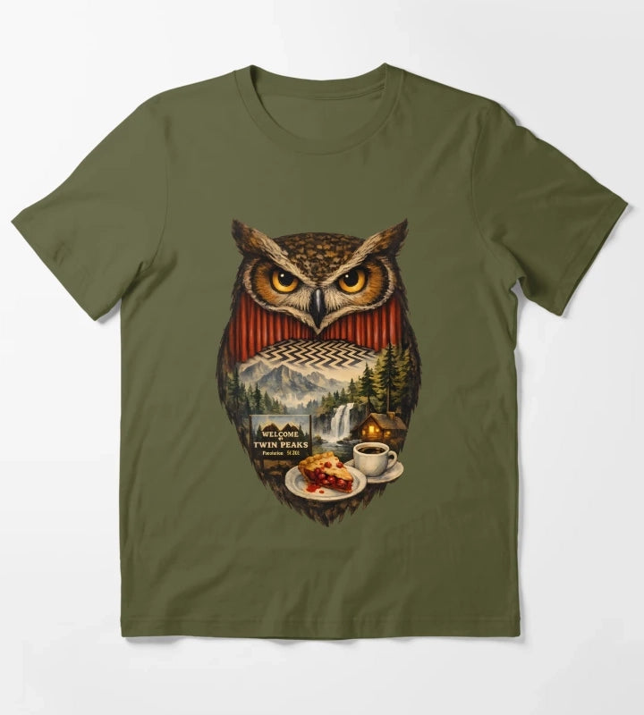Twin Peaks Owl T-Shirt Olive Green