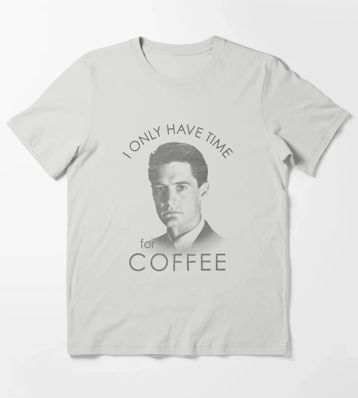 Twin Peaks Special Agent Cooper Only Time For Coffee Distressed Poster T-Shirt Light Grey