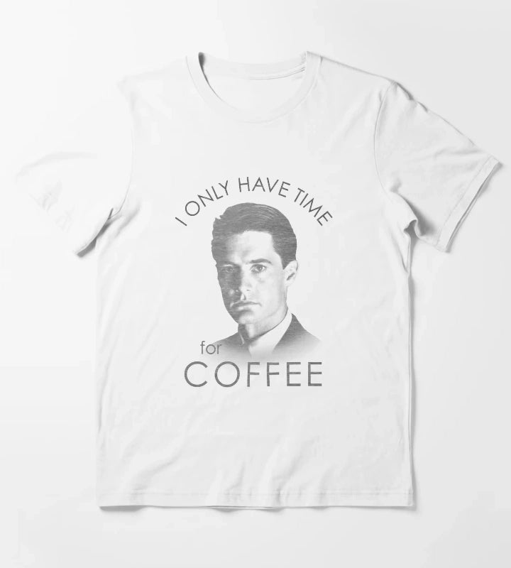 Twin Peaks Special Agent Cooper Only Time For Coffee Distressed Poster T-Shirt White