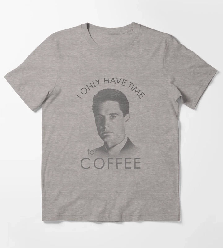 Twin Peaks Special Agent Cooper Only Time For Coffee Distressed Poster T-Shirt Heather Grey