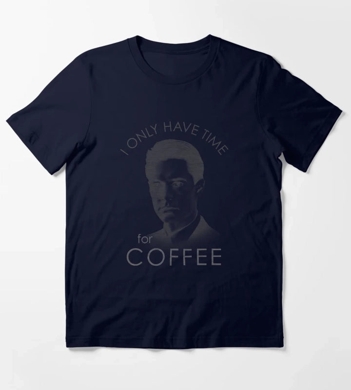 Twin Peaks Special Agent Cooper Only Time For Coffee Distressed Poster T-Shirt Navy