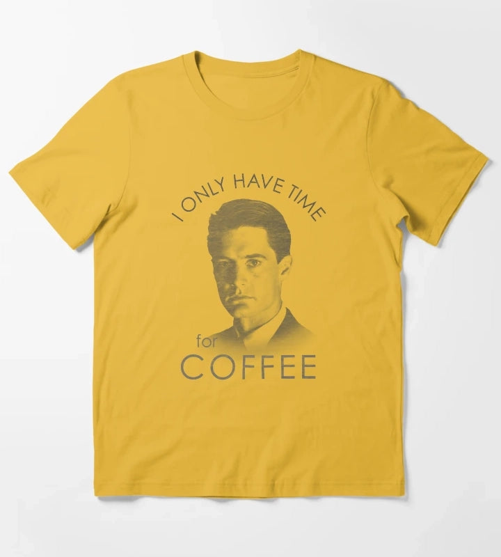 Twin Peaks Special Agent Cooper Only Time For Coffee Distressed Poster T-Shirt Yellow