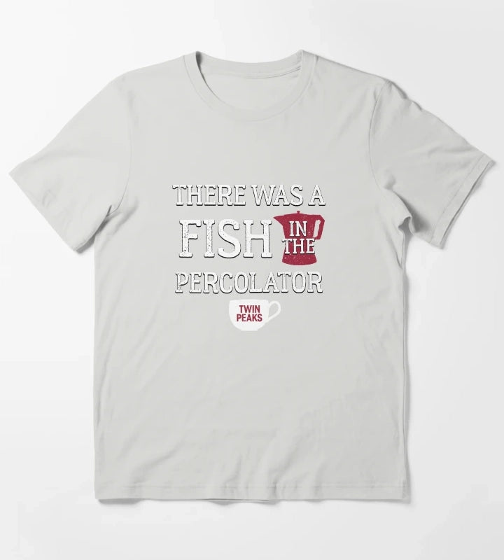 Twin Peaks There Was A Fish In The Percolator Vintage Coffee Mug Logo T-Shirt Light Grey