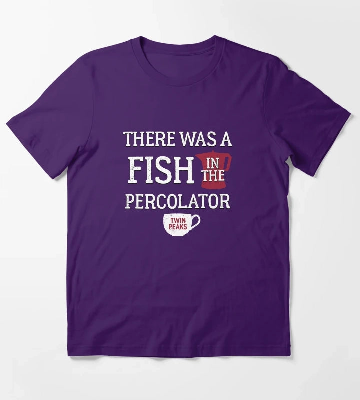 Twin Peaks There Was A Fish In The Percolator Vintage Coffee Mug Logo T-Shirt Purple