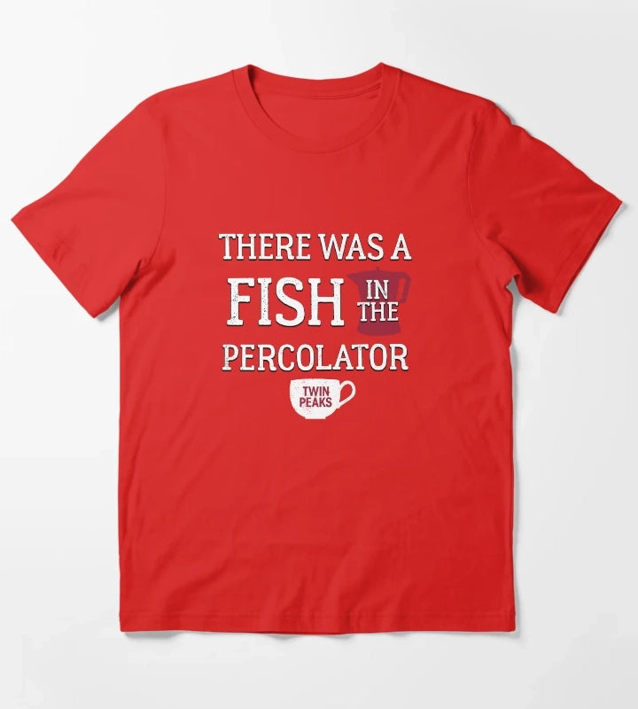Twin Peaks There Was A Fish In The Percolator Vintage Coffee Mug Logo T-Shirt Red