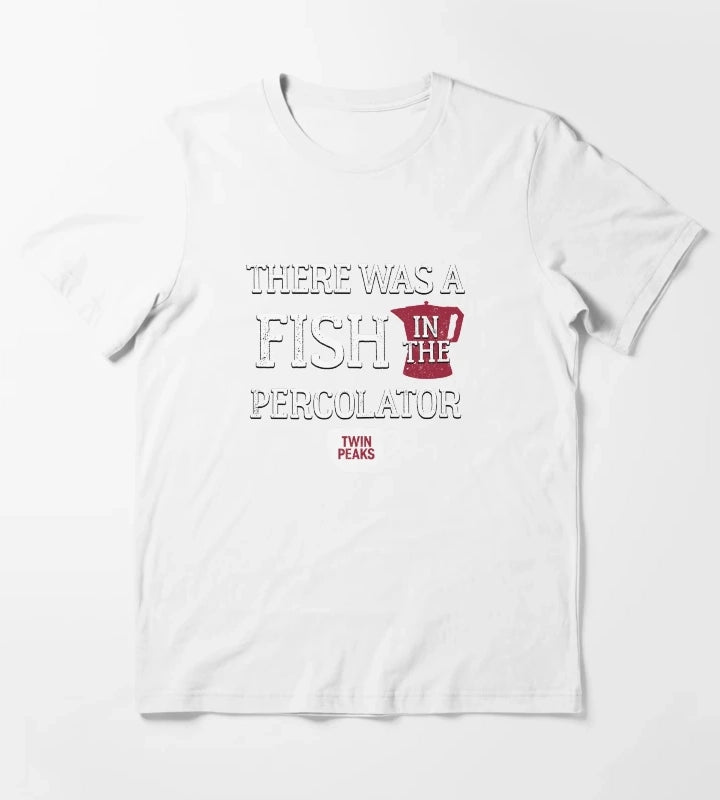 Twin Peaks There Was A Fish In The Percolator Vintage Coffee Mug Logo T-Shirt White