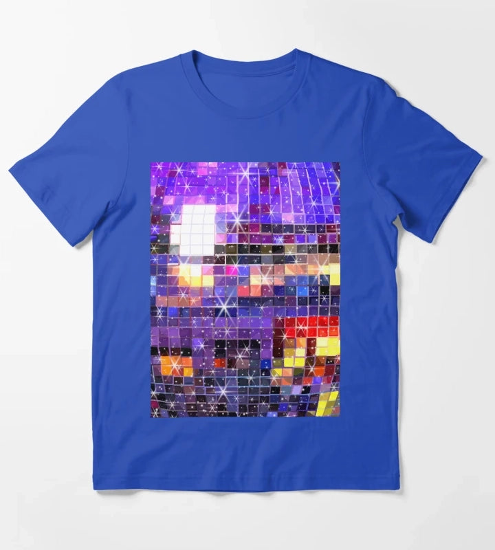 Twinkle 70s Disco Ball Pattern T-Shirt Blue
