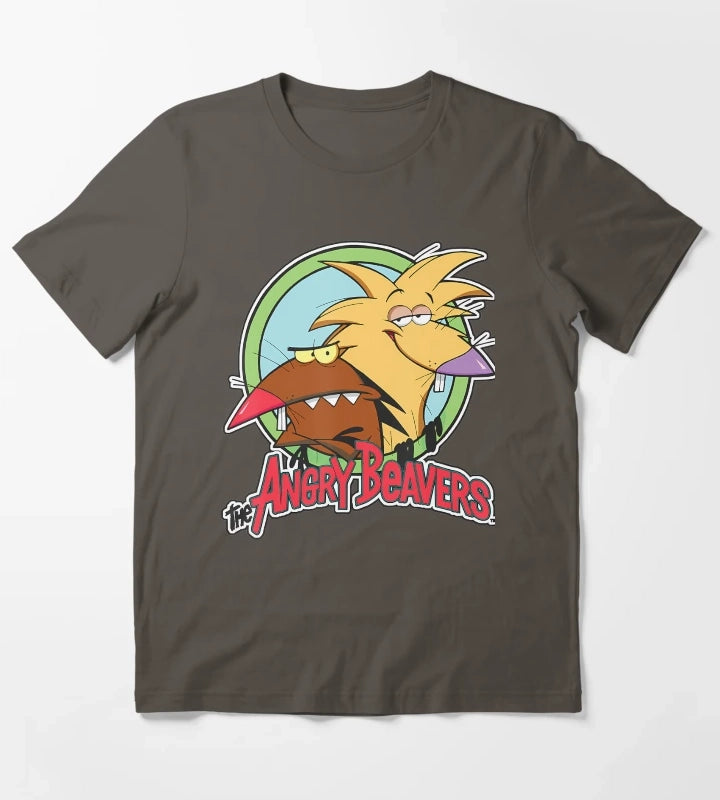 Two Grumpy Forest Animal Friends T-Shirt Dark Grey