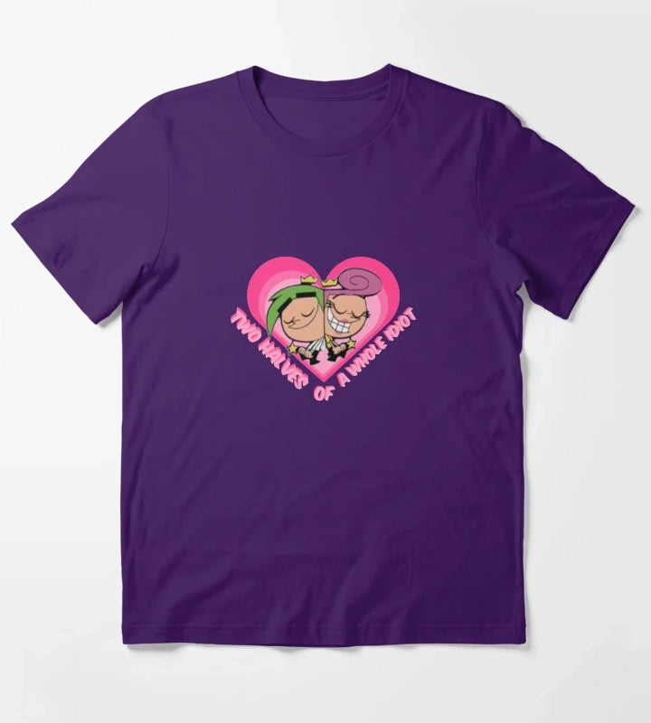 Two Halves of a Whole Idiot Cosmo and Wanda Fairly Odd Parents T-Shirt Purple